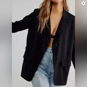 Free People Mari Black Blazer - Women's M - Oversized Menswear Inspo - NWOT